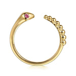 14K Yellow Gold Bujukan And Ruby Snake Open Ring - LR52680Y4JRA-Gabriel & Co.-Renee Taylor Gallery