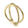 14K Yellow Gold Bujukan Bead Criss Cross Ring - LR51798Y4JJJ-Gabriel & Co.-Renee Taylor Gallery