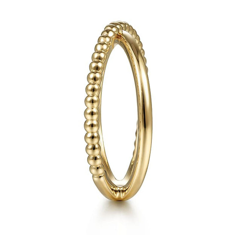 14K Yellow Gold Bujukan Bead Criss Cross Ring - LR51798Y4JJJ-Gabriel & Co.-Renee Taylor Gallery