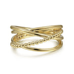 14K Yellow Gold Bujukan Criss Cross Ring - LR51830Y4JJJ-Gabriel & Co.-Renee Taylor Gallery