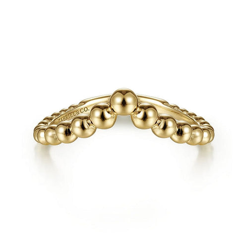 14K Yellow Gold Bujukan Bead Curved Ring - LR51800Y4JJJ-Gabriel & Co.-Renee Taylor Gallery