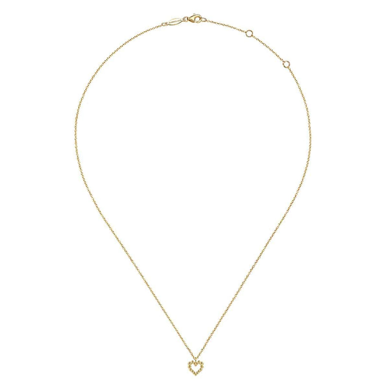 14K Yellow Gold Bujukan Bead Open Heart Pendant Necklace - NK6463Y4JJJ-Gabriel & Co.-Renee Taylor Gallery