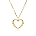 14K Yellow Gold Bujukan Beaded Open Heart Pendant Necklace - NK6561Y4JJJ-Gabriel & Co.-Renee Taylor Gallery