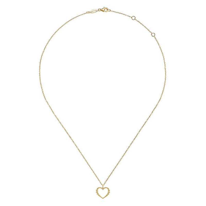 14K Yellow Gold Bujukan Beaded Open Heart Pendant Necklace - NK6561Y4JJJ-Gabriel & Co.-Renee Taylor Gallery