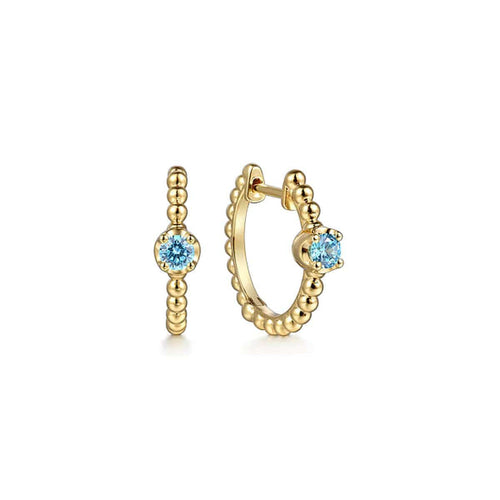 14K Yellow Gold Bujukan Blue Topaz Huggie Earrings - EG15184Y4JBT-Gabriel & Co.-Renee Taylor Gallery