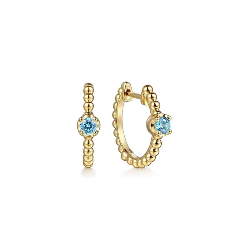 14K Yellow Gold Bujukan Blue Topaz Huggie Earrings - EG15184Y4JBT-Gabriel & Co.-Renee Taylor Gallery