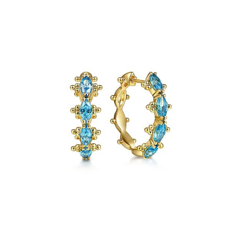 14K Yellow Gold Bujukan Blue Topaz Huggie Earrings - EG15212Y4JBT-Gabriel & Co.-Renee Taylor Gallery