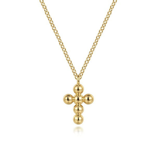 14K Yellow Gold Bujukan Cross Pendant Necklace - NK7074Y4JJJ-Gabriel & Co.-Renee Taylor Gallery