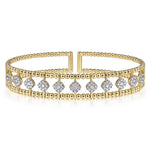 14K Yellow Gold Bujukan Cuff Bracelet with Pavé Diamond Connectors - BG4232-62Y45JJ-Gabriel & Co.-Renee Taylor Gallery