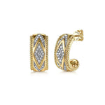 14K Yellow Gold Bujukan Diamond J Hoop Stud Earrigs - EG15226Y45JJ-Gabriel & Co.-Renee Taylor Gallery