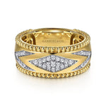 14K Yellow Gold Bujukan Diamond Wide Band Ring - LR52728Y45JJ-Gabriel & Co.-Renee Taylor Gallery