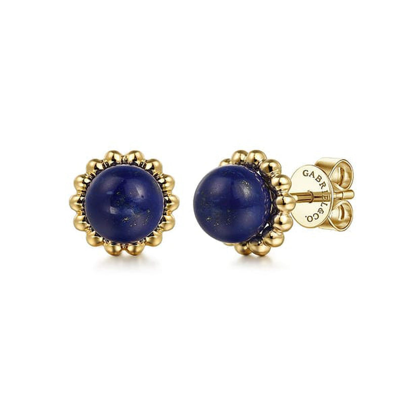 14K Yellow Gold Bujukan Lapis Stud Earrings - EG15156Y4JLP-Gabriel & Co.-Renee Taylor Gallery