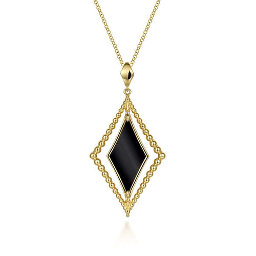 14K Yellow Gold Bujukan Onyx Rhombus Pendant Necklace - NK7002Y4JOX-Gabriel & Co.-Renee Taylor Gallery