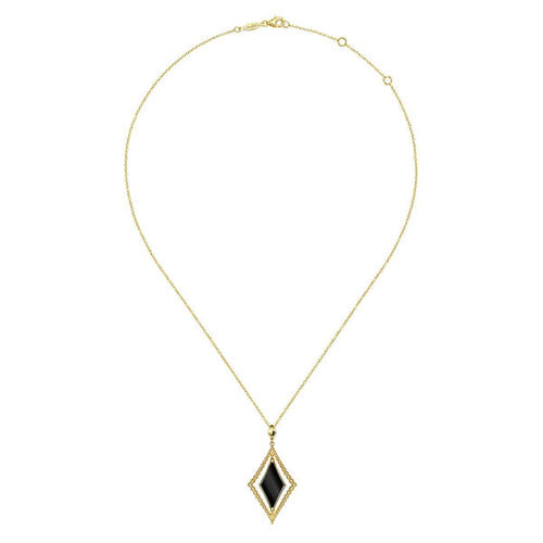 14K Yellow Gold Bujukan Onyx Rhombus Pendant Necklace - NK7002Y4JOX-Gabriel & Co.-Renee Taylor Gallery