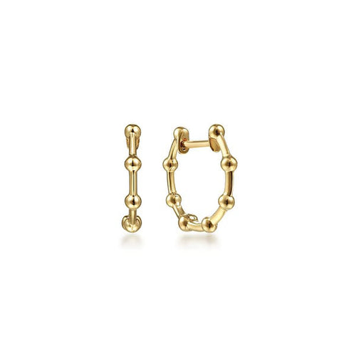 14K Yellow Gold Bujukan Station Huggie Earrings - EG13999Y4JJJ-Gabriel & Co.-Renee Taylor Gallery