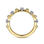 14K Yellow Gold Bujukan and Diamond Station Alternating Ring - LR51703Y45JJ-Gabriel & Co.-Renee Taylor Gallery