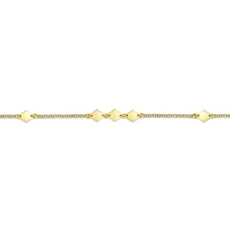 14K Yellow Gold Chain Ankle Bracelet with Diamond Shaped Stations - AB943Y4JJJ-Gabriel & Co.-Renee Taylor Gallery