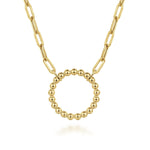 14K Yellow Gold Chain Necklace w/ Bujukan Circle - NK7131Y4JJJ-Gabriel & Co.-Renee Taylor Gallery