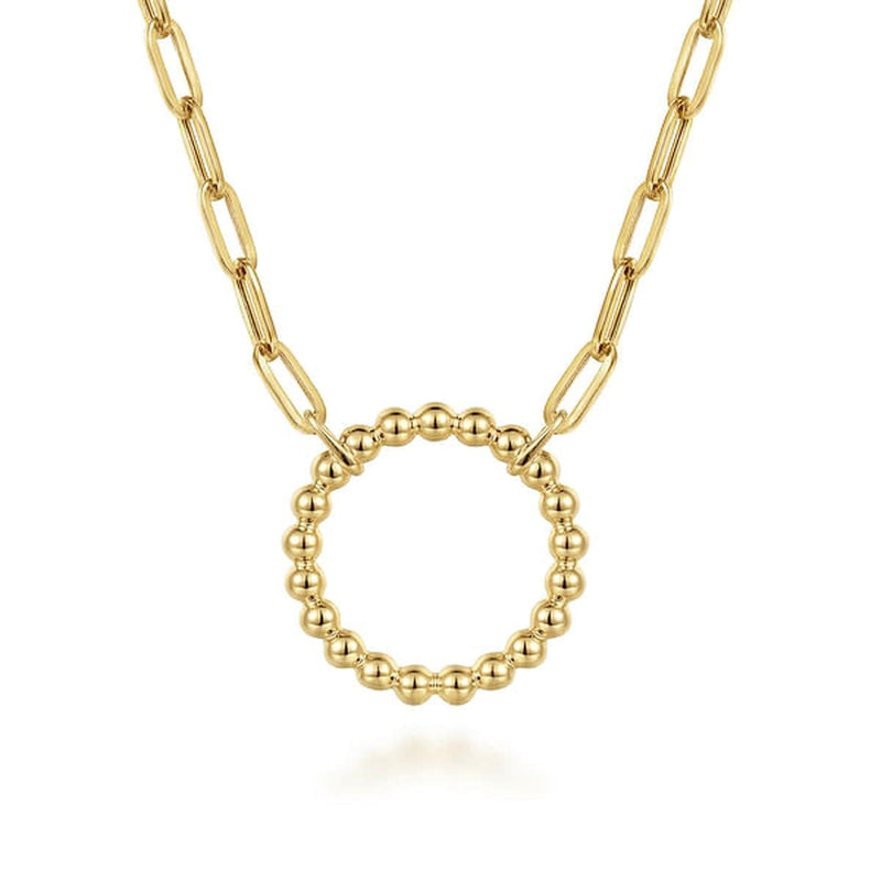 14K Yellow Gold Chain Necklace w/ Bujukan Circle - NK7131Y4JJJ-Gabriel & Co.-Renee Taylor Gallery