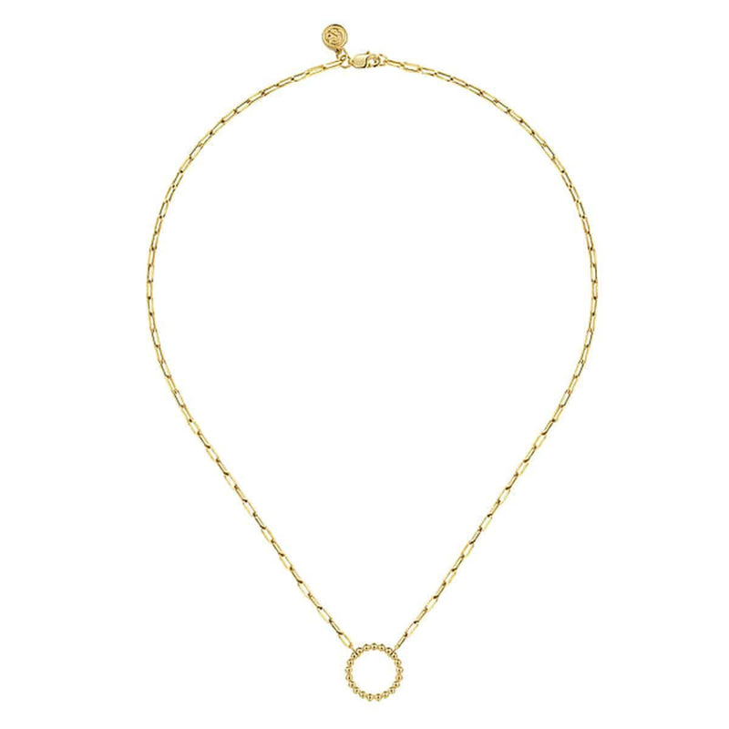 14K Yellow Gold Chain Necklace w/ Bujukan Circle - NK7131Y4JJJ-Gabriel & Co.-Renee Taylor Gallery