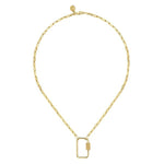 14K Yellow Gold Chain Necklace with Rectangle Drop - NK7135Y4JJJ-Gabriel & Co.-Renee Taylor Gallery