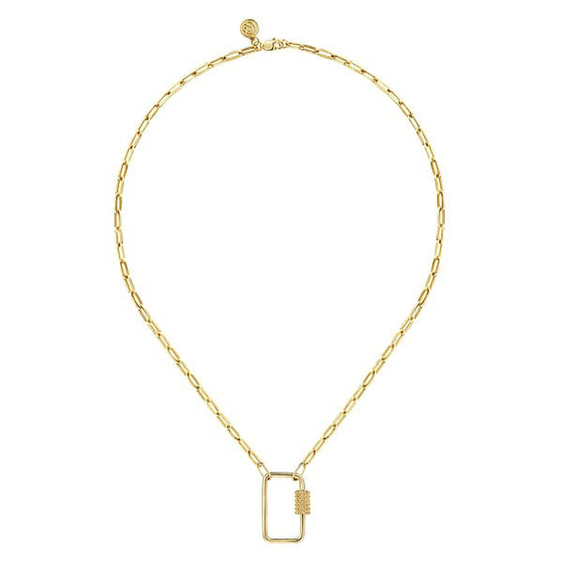 14K Yellow Gold Chain Necklace with Rectangle Drop - NK7135Y4JJJ-Gabriel & Co.-Renee Taylor Gallery