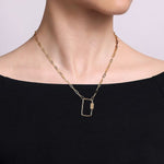 14K Yellow Gold Chain Necklace with Rectangle Drop - NK7135Y4JJJ-Gabriel & Co.-Renee Taylor Gallery