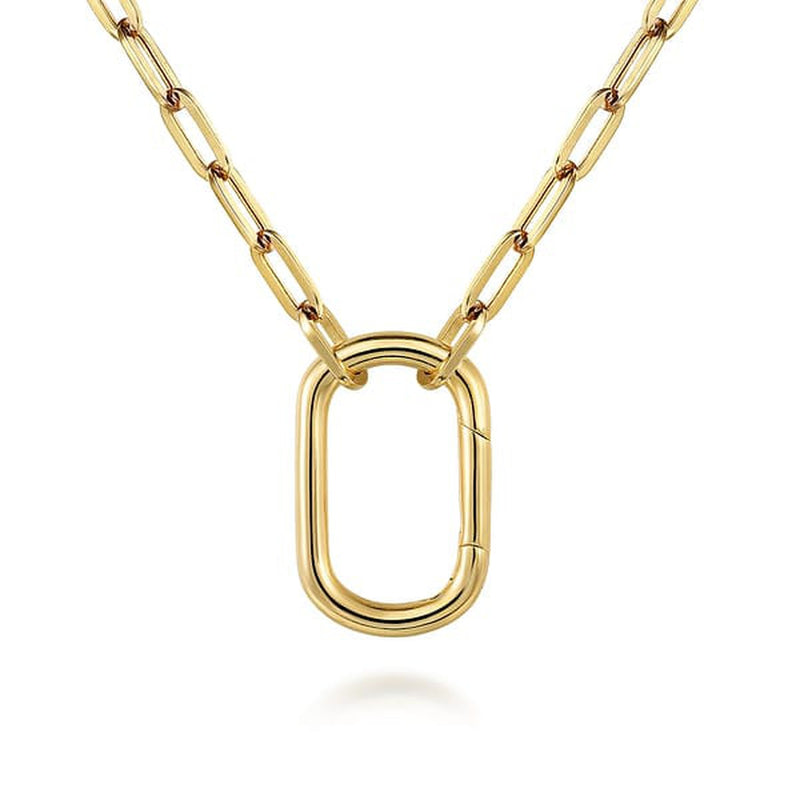 14K Yellow Gold Chain Necklace with Rectangle Drop - NK7151Y4JJJ-Gabriel & Co.-Renee Taylor Gallery