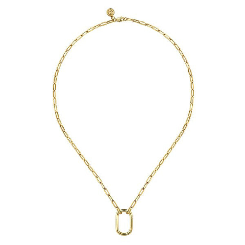 14K Yellow Gold Chain Necklace with Rectangle Drop - NK7151Y4JJJ-Gabriel & Co.-Renee Taylor Gallery