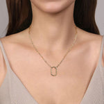 14K Yellow Gold Chain Necklace with Rectangle Drop - NK7151Y4JJJ-Gabriel & Co.-Renee Taylor Gallery