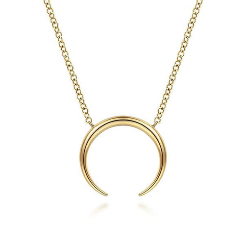 14K Yellow Gold Crescent Moon Pendant Necklace - NK6576Y4JJJ-Gabriel & Co.-Renee Taylor Gallery