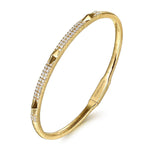 14K Yellow Gold Diamond Bangle w/ Pyramid Rhombus Stations - BG4187-65Y45JJ-Gabriel & Co.-Renee Taylor Gallery