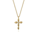 14K Yellow Gold Diamond Cross Necklace - NK7654Y45JJ-Gabriel & Co.-Renee Taylor Gallery