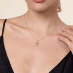 14K Yellow Gold Diamond Cross Necklace - NK7654Y45JJ-Gabriel & Co.-Renee Taylor Gallery