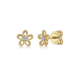 14K Yellow Gold Diamond Floral Stud Earrings - EG14609Y45JJ-Gabriel & Co.-Renee Taylor Gallery