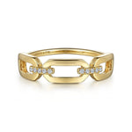 14K Yellow Gold Diamond Link Chain Ladies Ring - LR52499Y45JJ-Gabriel & Co.-Renee Taylor Gallery