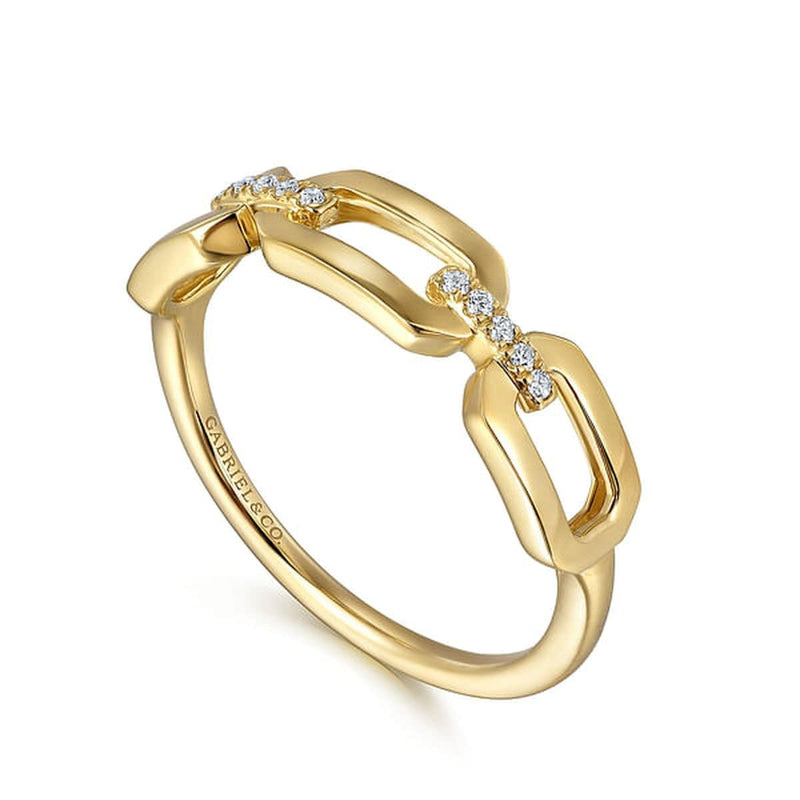 14K Yellow Gold Diamond Link Chain Ladies Ring - LR52499Y45JJ-Gabriel & Co.-Renee Taylor Gallery