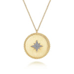 14K Yellow Gold Diamond Medallion Necklace w/ Diamond Star - NK6941Y45JJ-Gabriel & Co.-Renee Taylor Gallery