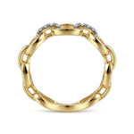 14K Yellow Gold Oval Chain Link Diamond Ring - LR51461Y45JJ-Gabriel & Co.-Renee Taylor Gallery