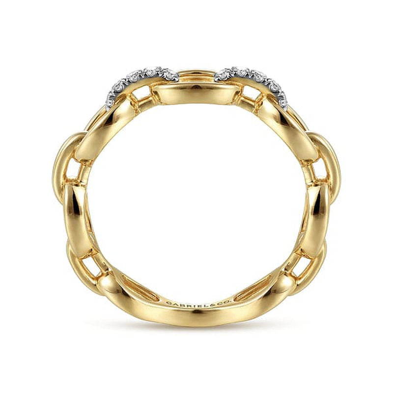 14K Yellow Gold Oval Chain Link Diamond Ring - LR51461Y45JJ-Gabriel & Co.-Renee Taylor Gallery