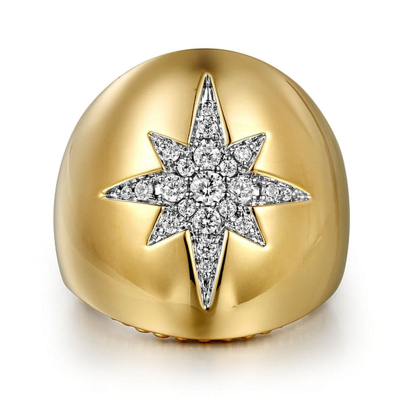 14K Yellow Gold Diamond Starburst Ladies' Ring - LR52424Y45JJ-Gabriel & Co.-Renee Taylor Gallery