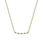 14K Yellow Gold Diamond Stations Curved Bar Necklace - NK6419Y45JJ-Gabriel & Co.-Renee Taylor Gallery