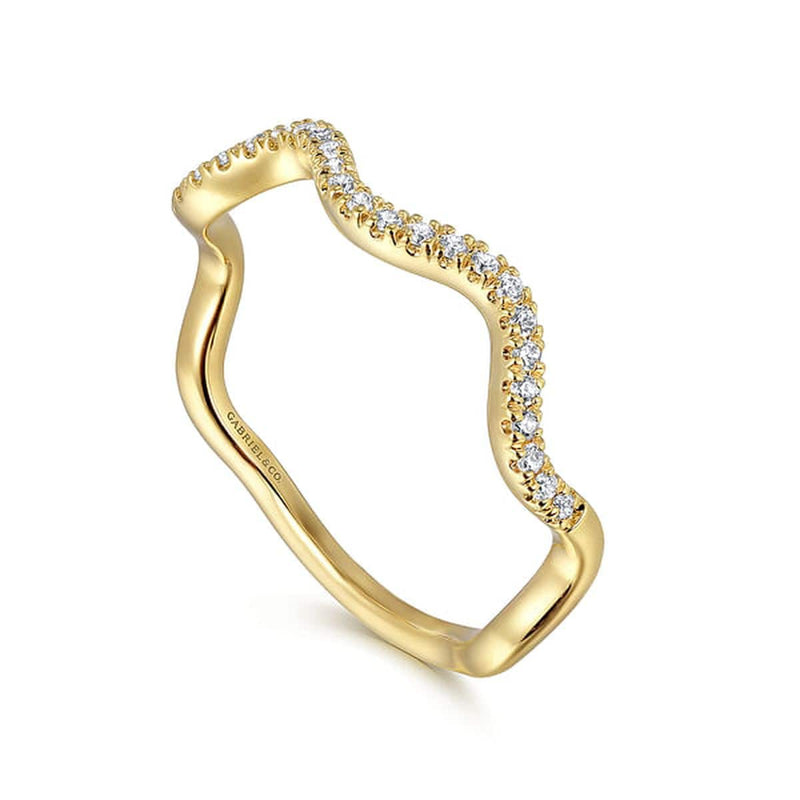 14K Yellow Gold Diamond Wave Stackable Ladies Ring - LR52512Y45JJ-Gabriel & Co.-Renee Taylor Gallery