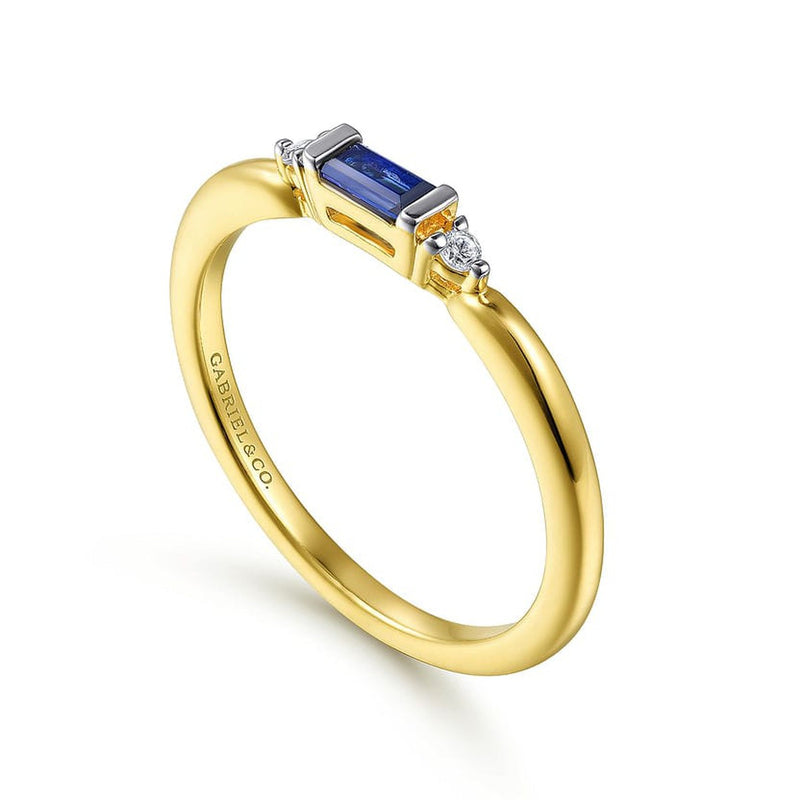 14K Yellow Gold Diamond and Blue Sapphire Stackable Ring - LR52291Y45SA-Gabriel & Co.-Renee Taylor Gallery