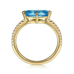 14K Yellow Gold Diamond and Blue Topaz Ring - LR52704Y45BT-Gabriel & Co.-Renee Taylor Gallery