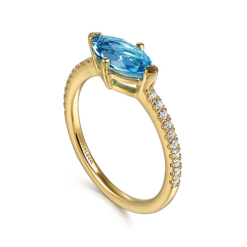 14K Yellow Gold Diamond and Blue Topaz Ring - LR52704Y45BT-Gabriel & Co.-Renee Taylor Gallery