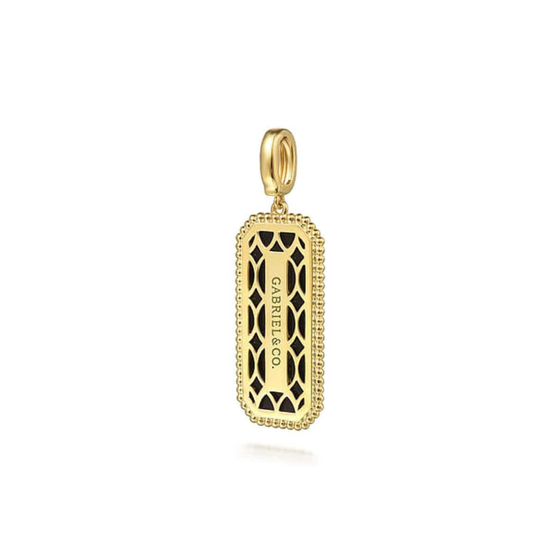 14K Yellow Gold Diamond and Onyx Bujukan Medallion Pendant - PT6647Y45OX-Gabriel & Co.-Renee Taylor Gallery