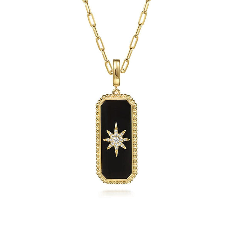 14K Yellow Gold Diamond and Onyx Bujukan Medallion Pendant - PT6647Y45OX-Gabriel & Co.-Renee Taylor Gallery