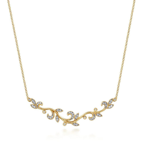 14K Yellow Gold Floral Branch Diamond Necklace - NK6201Y45JJ-Gabriel & Co.-Renee Taylor Gallery