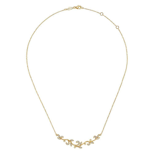 14K Yellow Gold Floral Branch Diamond Necklace - NK6201Y45JJ-Gabriel & Co.-Renee Taylor Gallery